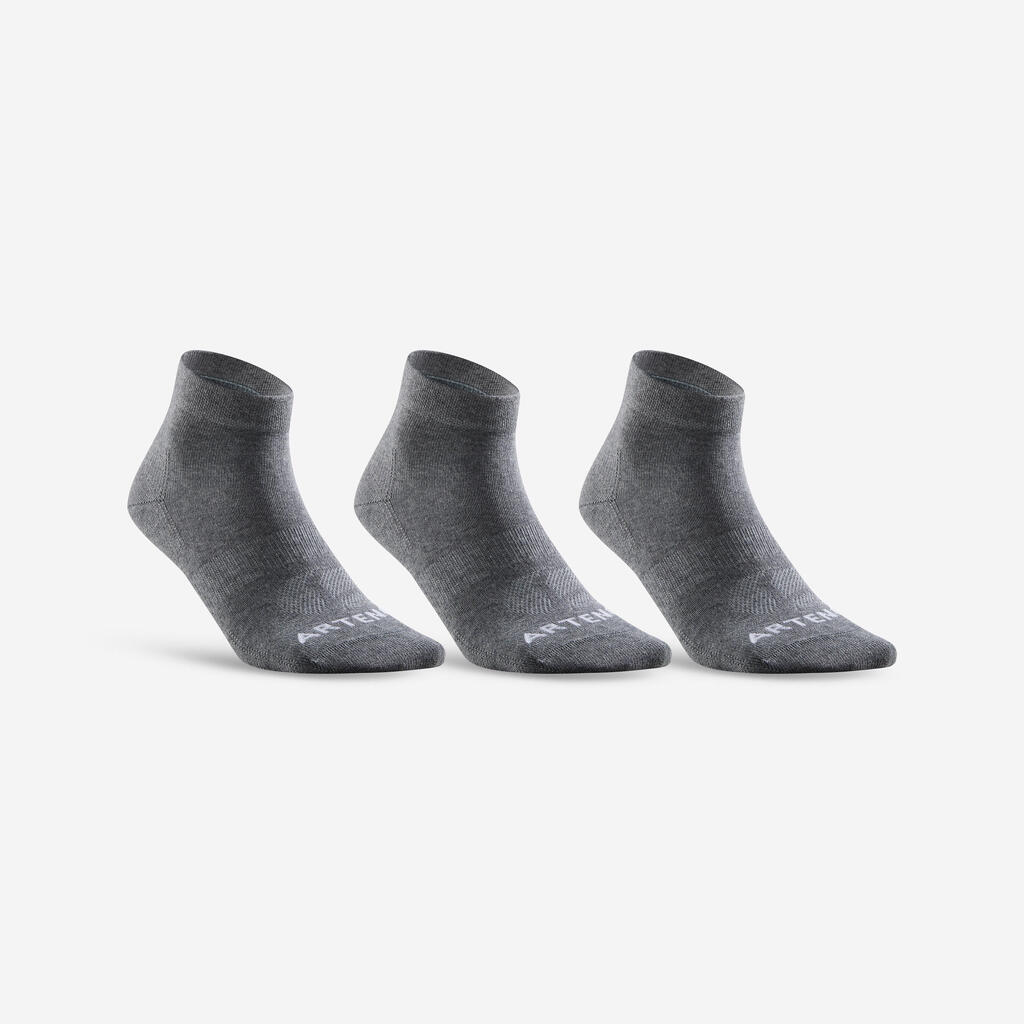 CHAUSSETTES DE SPORT MI-HAUTES ARTENGO RS 160 GRIS FONCE LOT DE 3