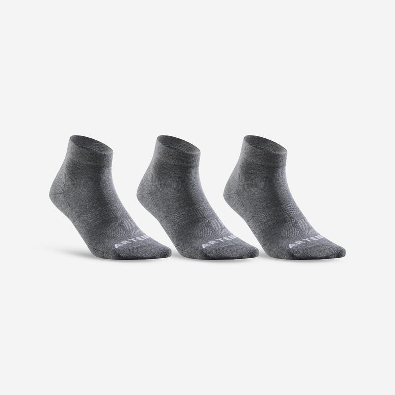 Polovysoké tenisové ponožky RS160 šedé 3 páry 