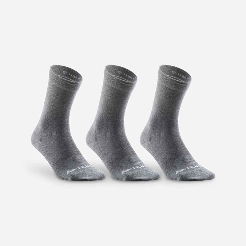 Calcetines altos de tenis Pack de 3 Artengo RS 160 gris