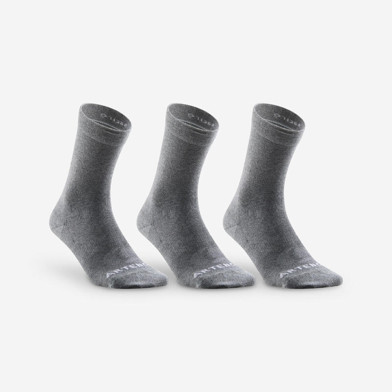 CHAUSSETTES DE SPORT HAUTES RS 160 GRIS LOT DE 3