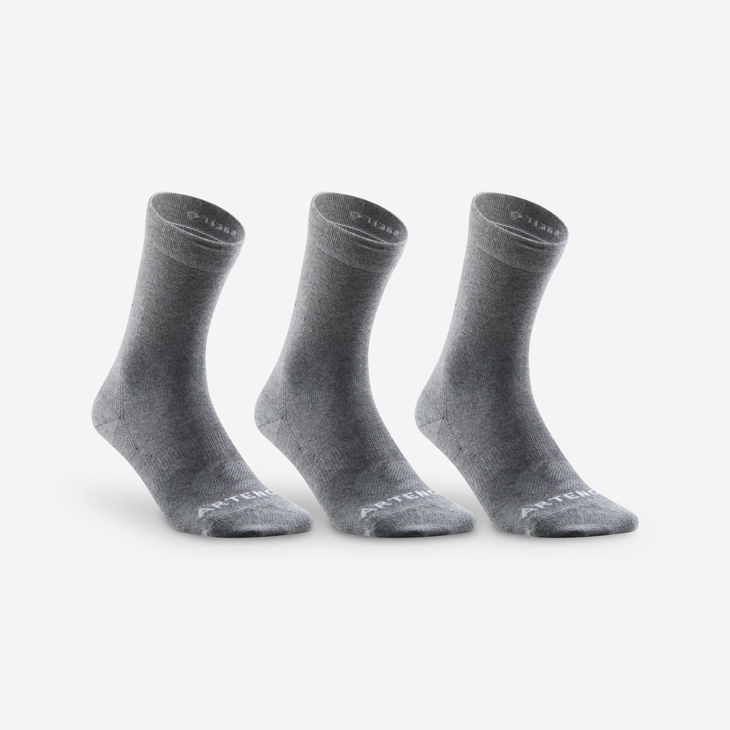 chaussettes de sport hautes rs 160 gris lot de 3 - artengo