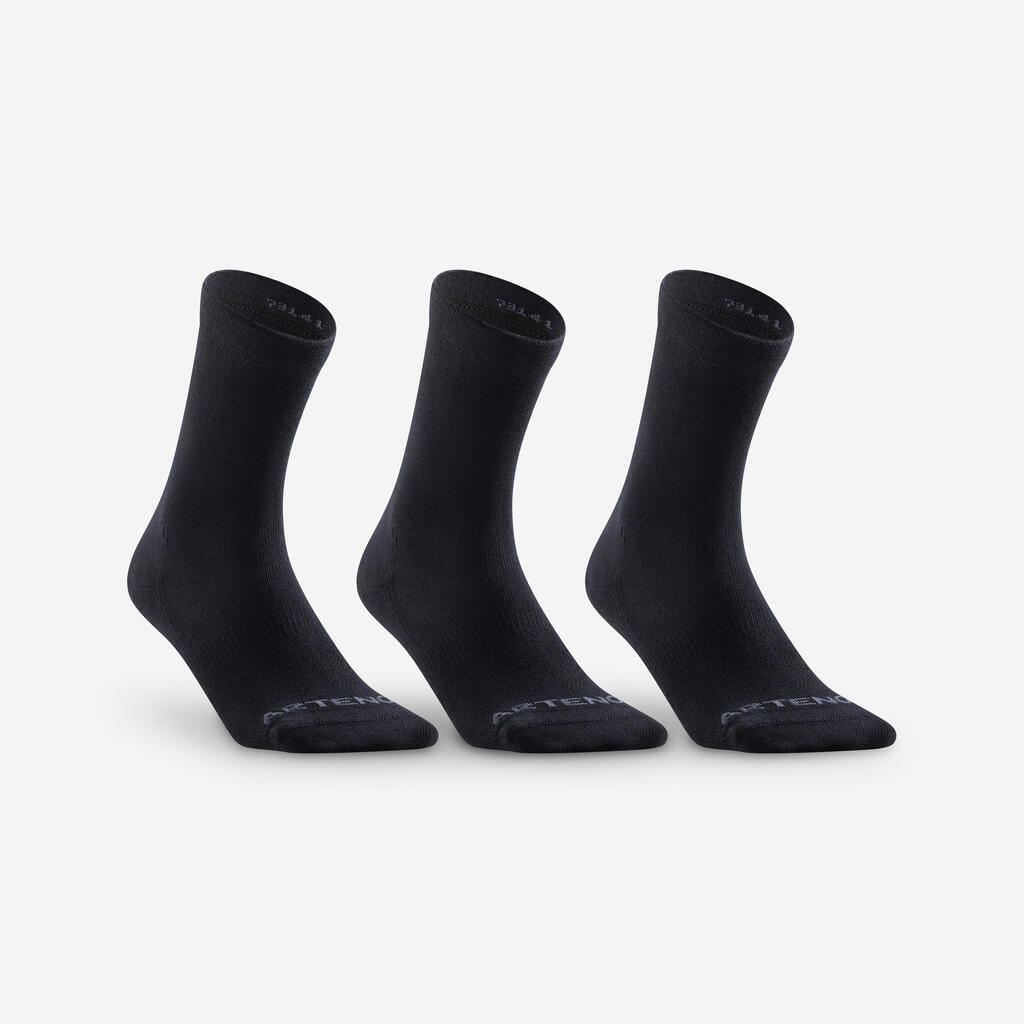 Calcetines largos de deporte blanco RS 160, lote de 3 pares