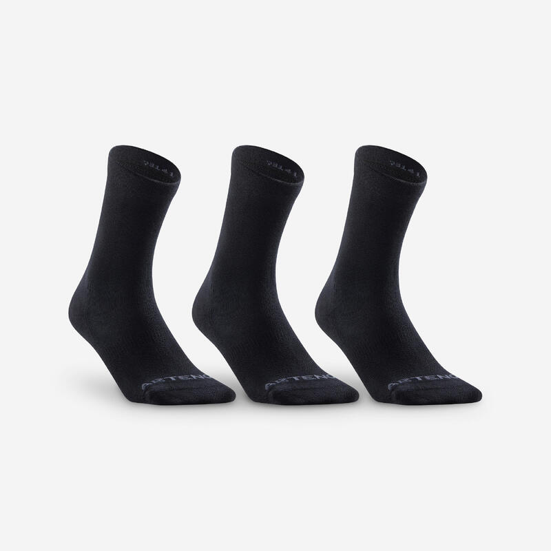 Vysoké tenisové ponožky RS160 černé 3 páry 