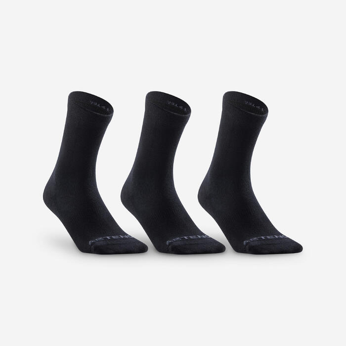 High-Cut Sport Socks Artengo RS160 Tri-Pack - Black