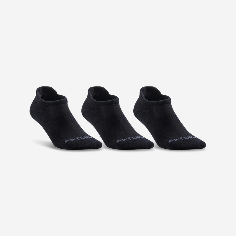 Nízké tenisové ponožky RS500 černé 3 páry 