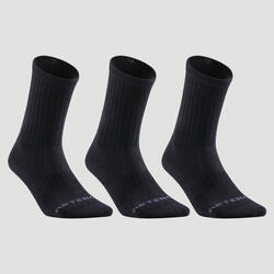 3雙入高筒網球運動襪RS 500-黑色