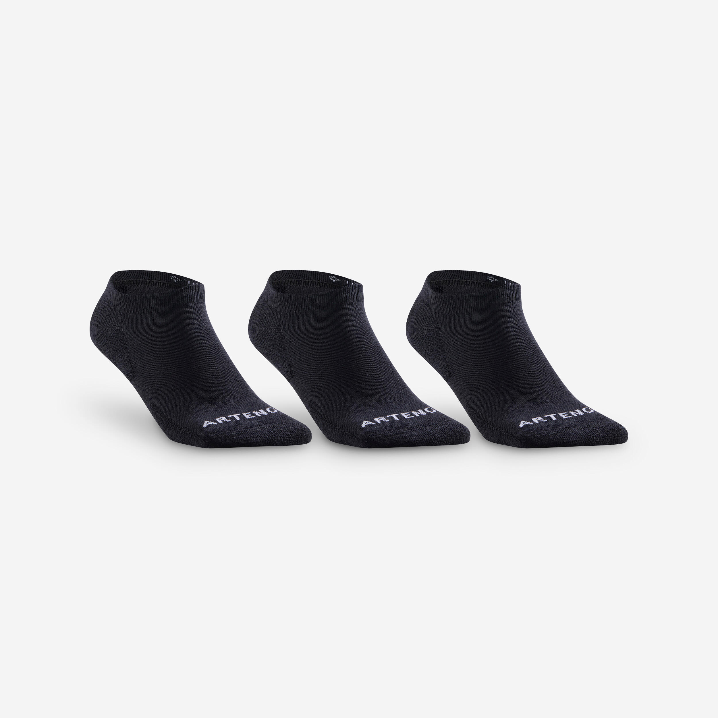 Low Tennis Socks RS 100 Tri-Pack - Black 1/5