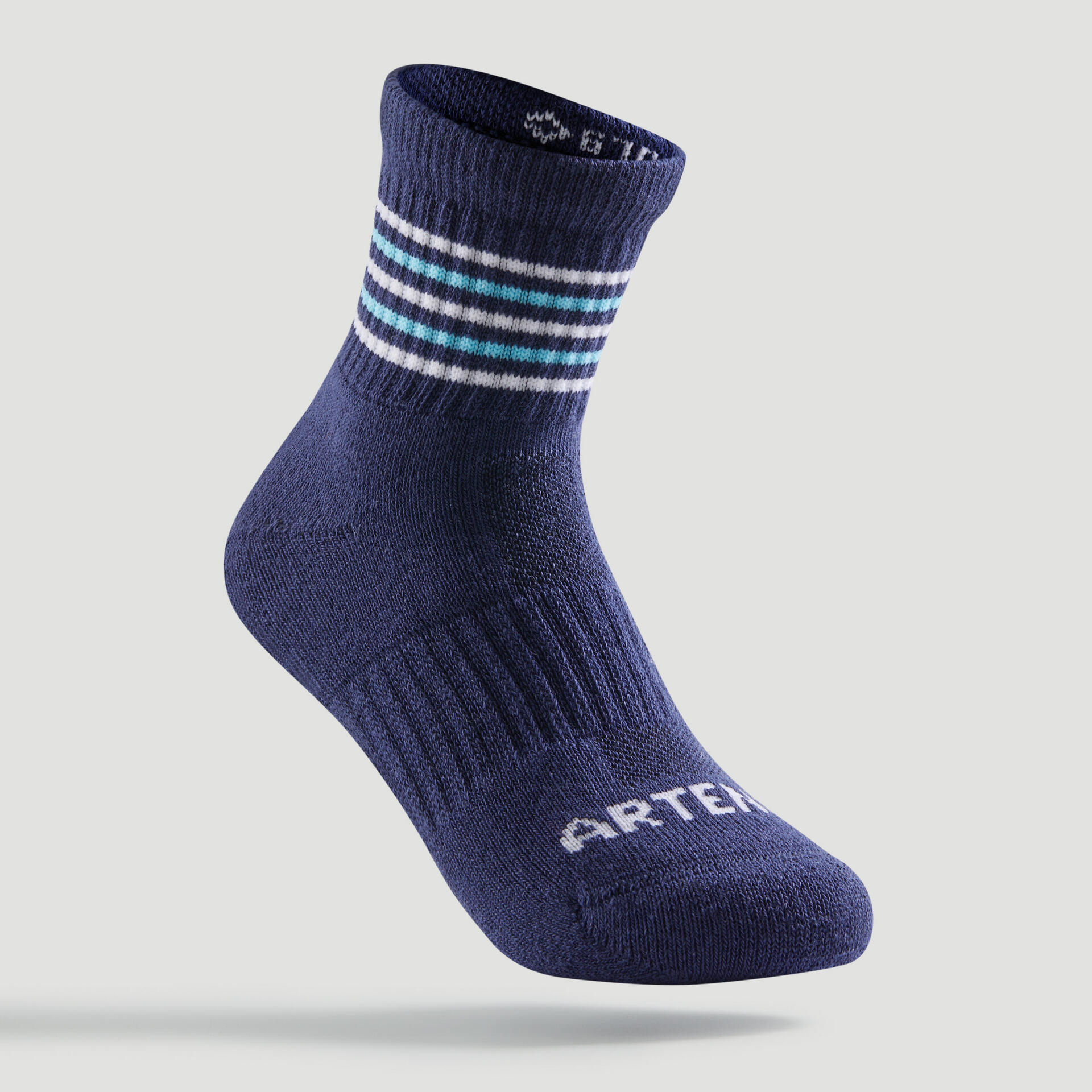 Kids' Mid Sports Socks RS 500 Tri-Pack Navy/White/Black