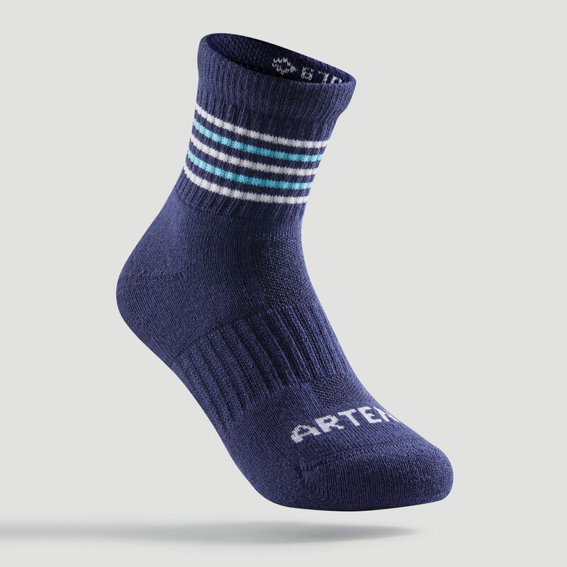 Kids' Mid Sports Socks RS 500 Tri-Pack - Navy/White/Black