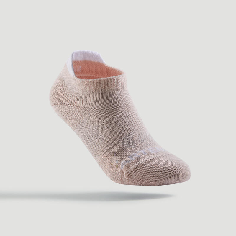 Dětské nízké tenisové ponožky RS160 3 páry fialové, broskvové, růžové