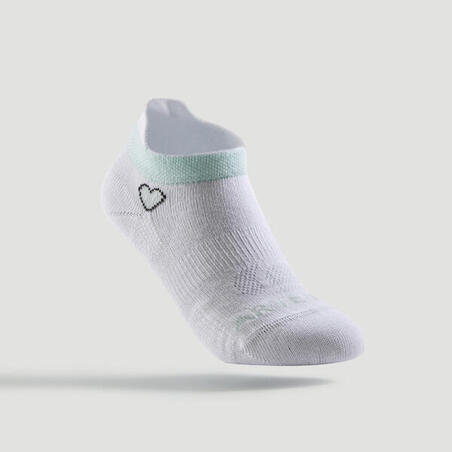 CHAUSSETTES DE SPORT ENFANT BASSES ARTENGO RS 160 BLANC LOGO COEUR LOT DE 3 @