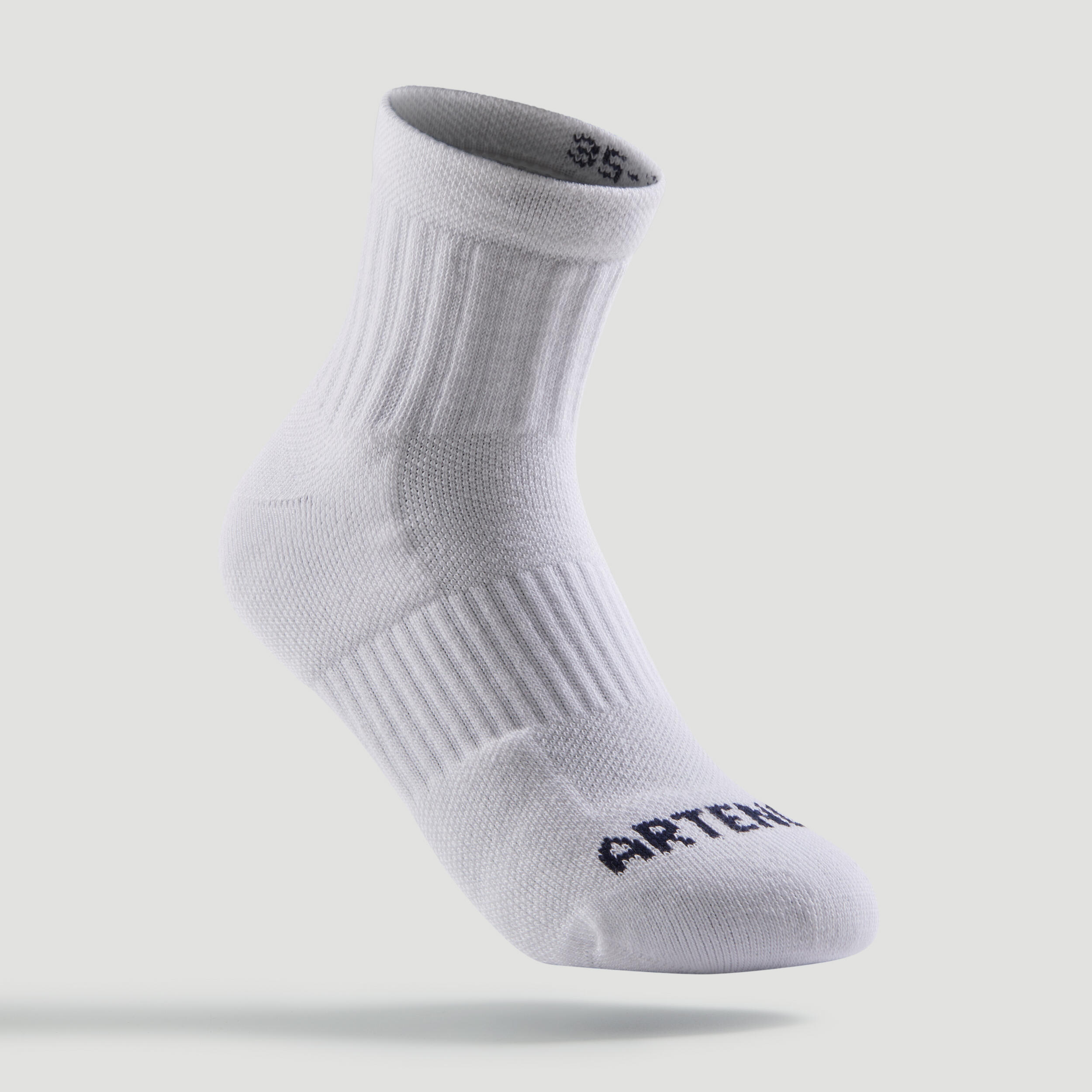 Kids Mid Sports Socks RS 500 Tri Pack Pink White Blue Decathlon