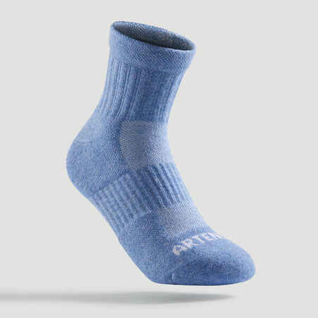Παιδικές αθλητικές κάλτσες μεσαίου ύψους RS 500, 3 ζεύγη - Ροζ/Λευκό/Μπλε
