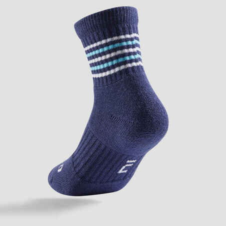 Ψηλές αθλητικές κάλτσες για παιδιά RS 500, 3 ζεύγη - Μπλε μαρέν/Λευκό/Μαύρο