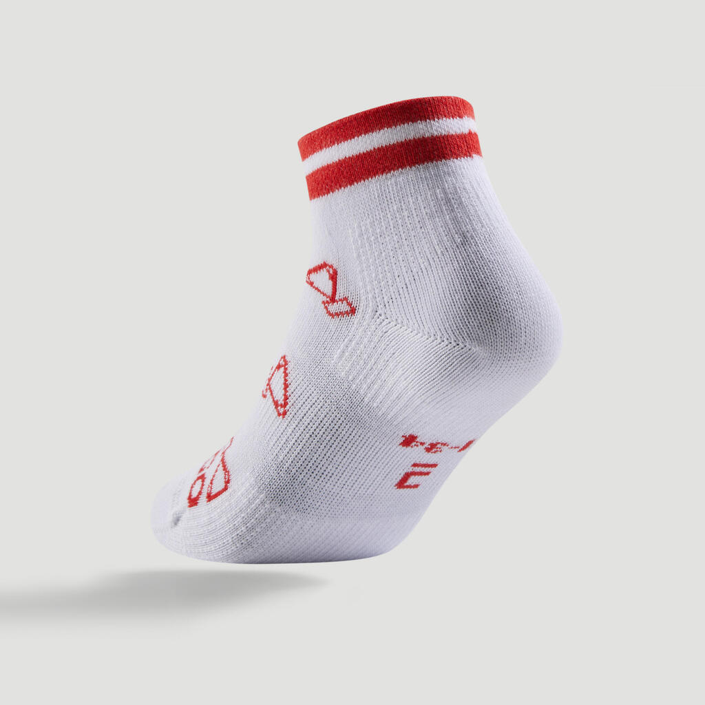 CHAUSSETTES TENNIS ENFANT MI-HAUTES ARTENGO  RS 160 MARINE BLANC ROUGE LOT DE 3