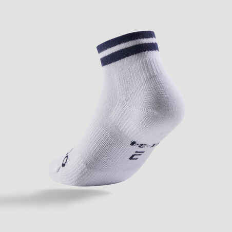 Kids' Mid Tennis Socks Tri-Pack RS 160 - Navy/White/Red