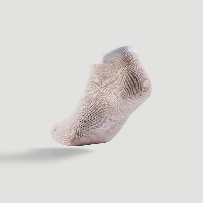 Dětské nízké tenisové ponožky RS160 3 páry fialové, broskvové, růžové