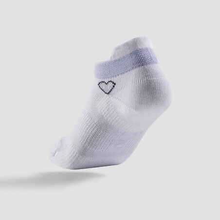 Kids' Low-Cut Sports Socks RS 160 Tri-Pack - White/Heart Logo