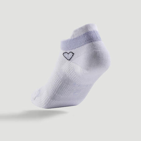 CHAUSSETTES DE SPORT ENFANT BASSES ARTENGO RS 160 BLANC LOGO COEUR LOT DE 3 @