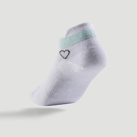 CHAUSSETTES DE SPORT ENFANT BASSES ARTENGO RS 160 BLANC LOGO COEUR LOT DE 3 @