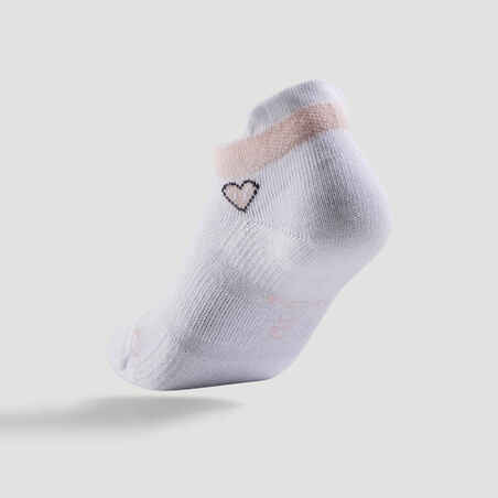 Kids' Low-Cut Sports Socks RS 160 Tri-Pack - White/Heart Logo