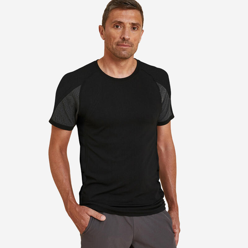 Camiseta Yoga Hombre Negro Sin Costuras Segunda Piel