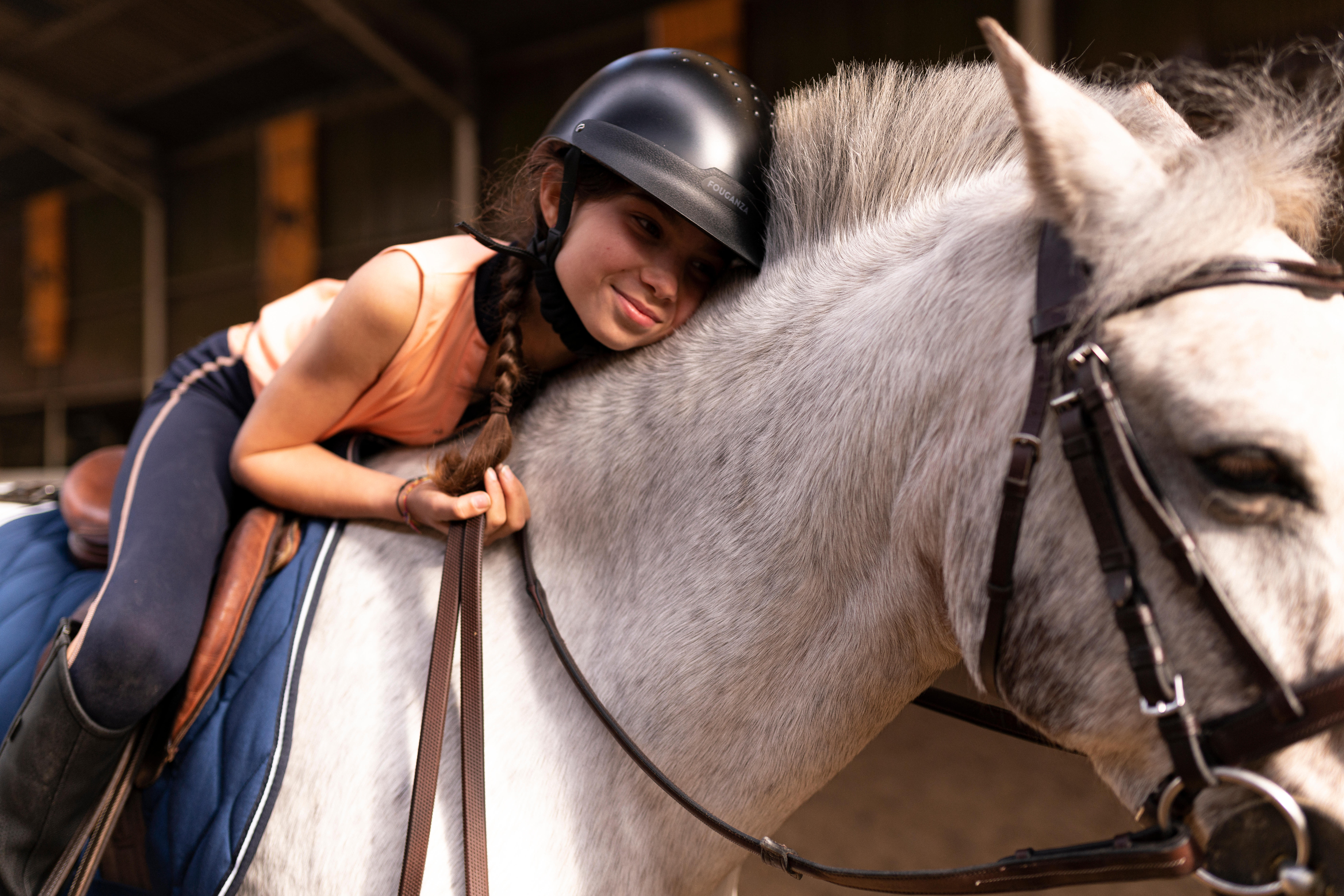 Horse Riding Helmet - 100 Black - FOUGANZA