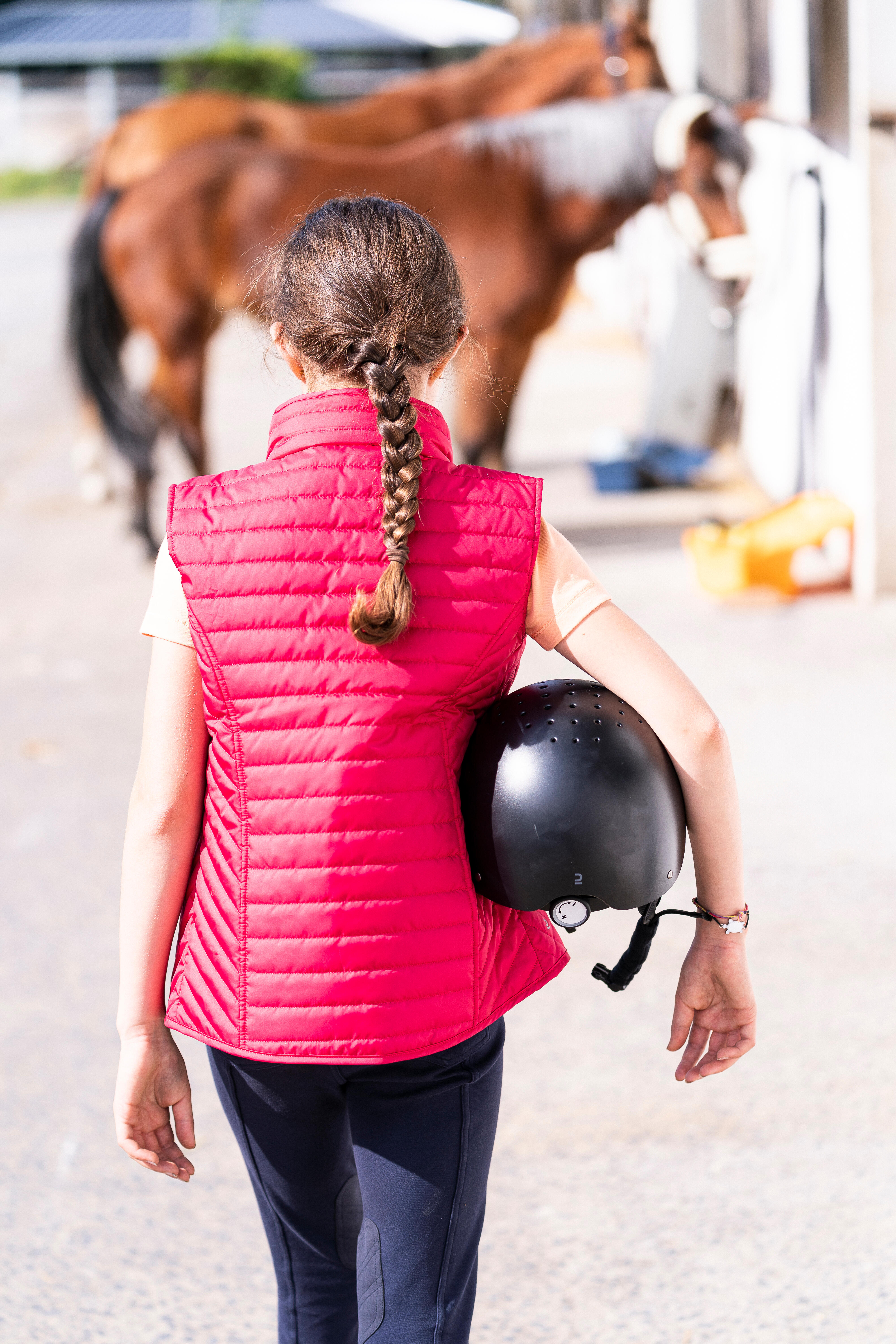 Kid's Horseback Riding Vest - 100 Cardinal Pink - FOUGANZA