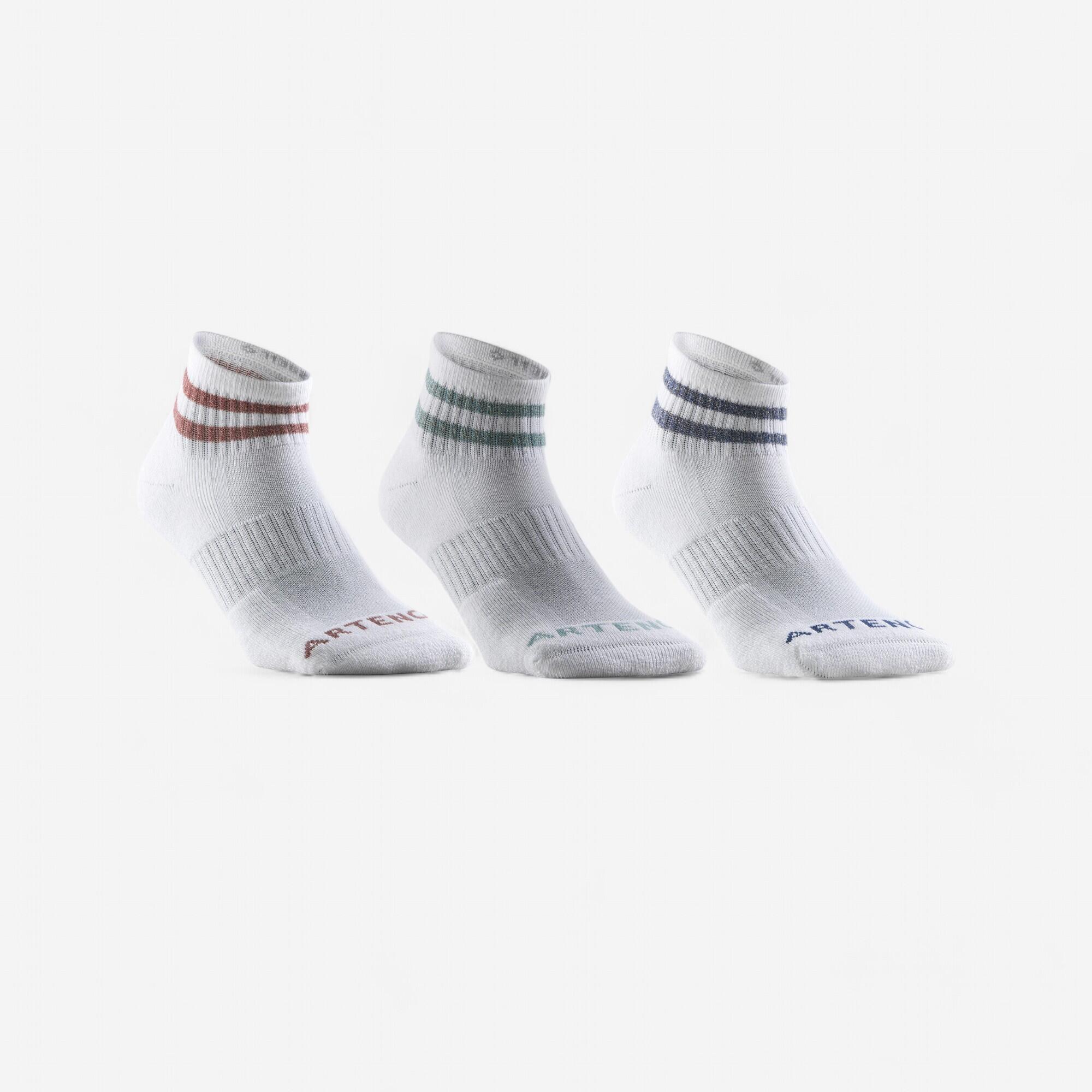 decathlon Mid Tennis Socks RS 500 Tri-Pack - Glossy White-picture-29