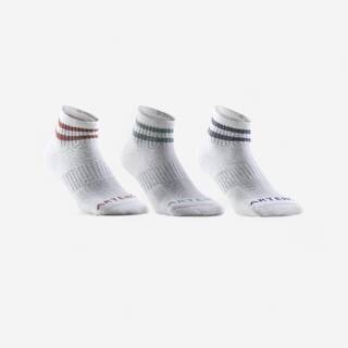 Mid Tennis Socks RS 500 Tri-Pack - Glossy White