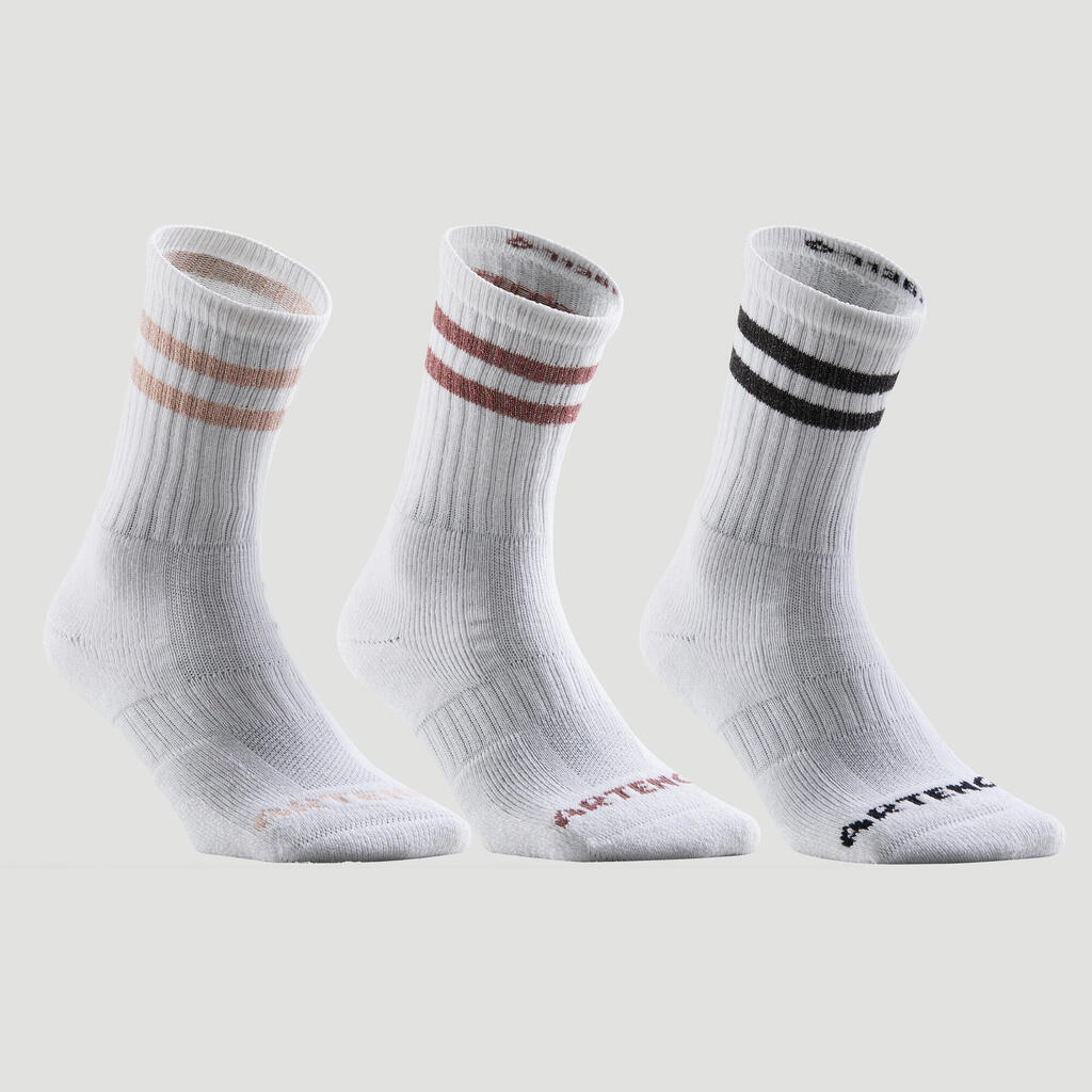 High Tennis Socks RS 500 Tri-Pack - Shiny White