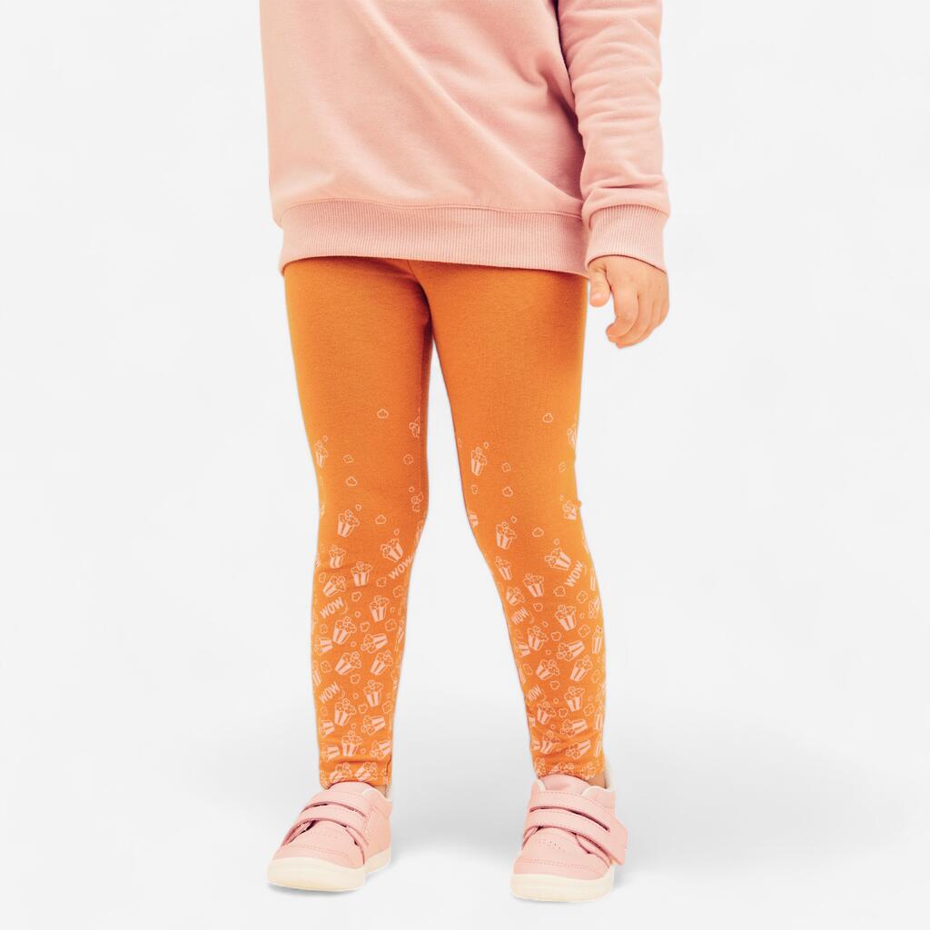 Baby Basic Cotton Leggings - Ochre/Pink with Patterns