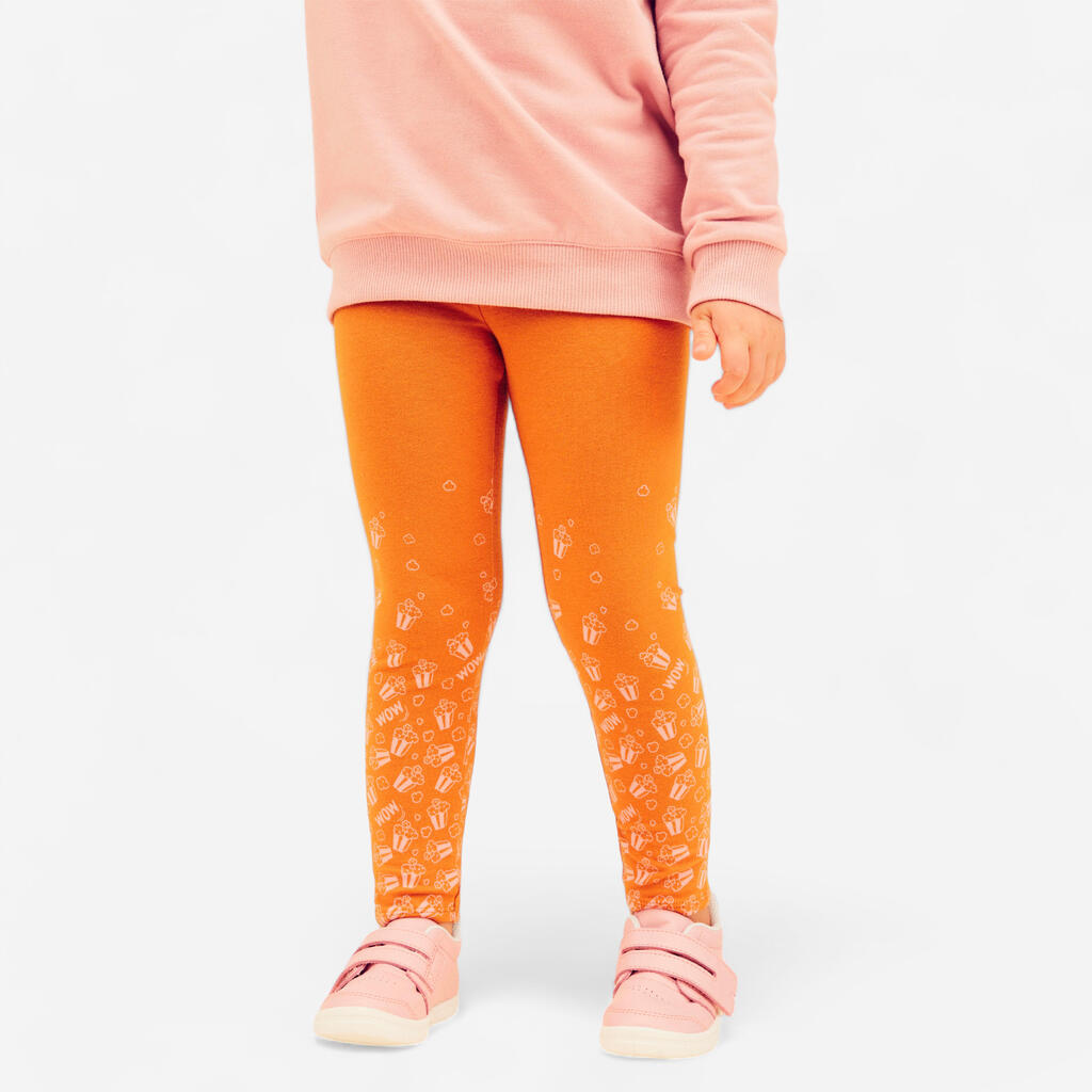 Baby Basic Cotton Leggings - Ochre/Pink with Patterns