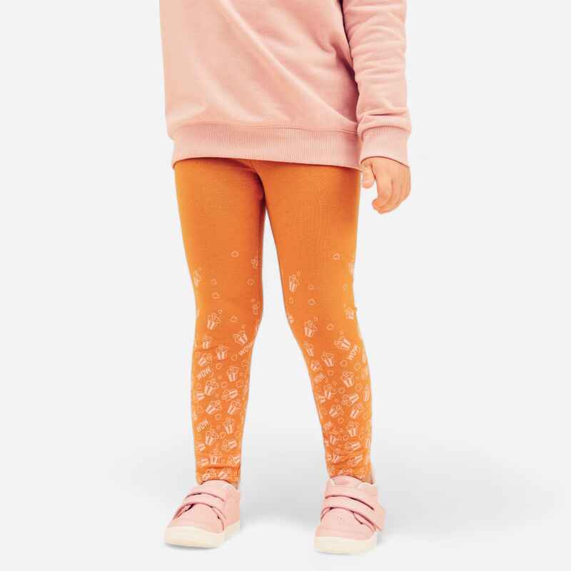 Baby Basic Cotton Leggings - Ochre/Pink with Patterns