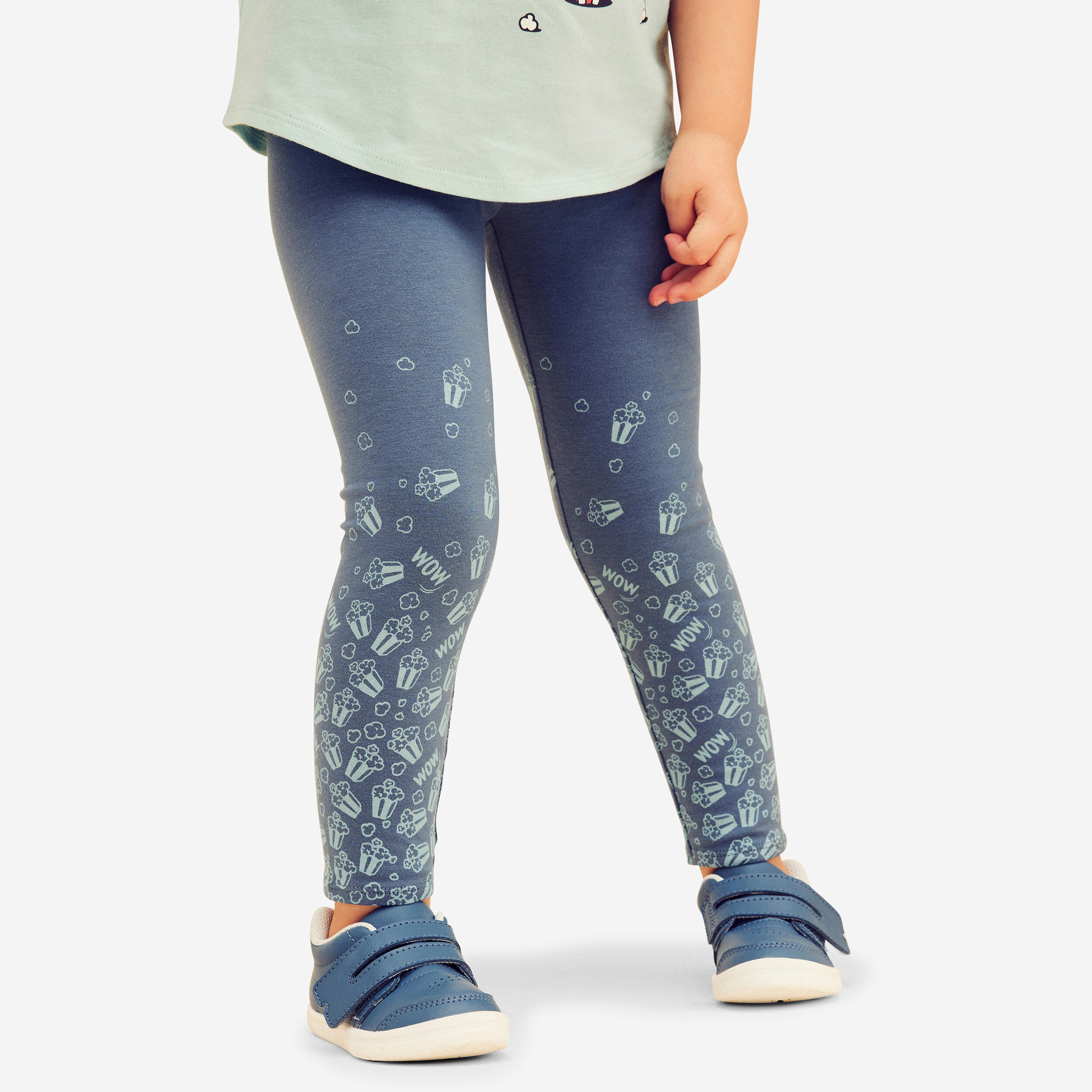 Leggings in cotone per neonati - Basic Blu/Turchese con fantasie