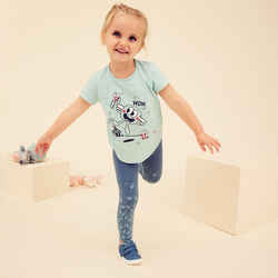 Kids' Basic Cotton Leggings - Blue/Turquoise with Motifs