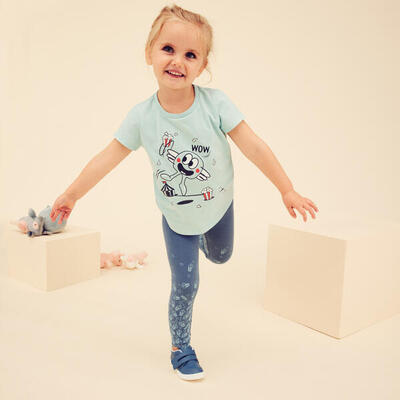 Legging enfant coton - Basique Bleu/Turquoise avec motifs