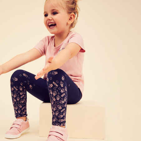 Leggings Basic Baumwolle Kinder blau/rosa mit Motiven 