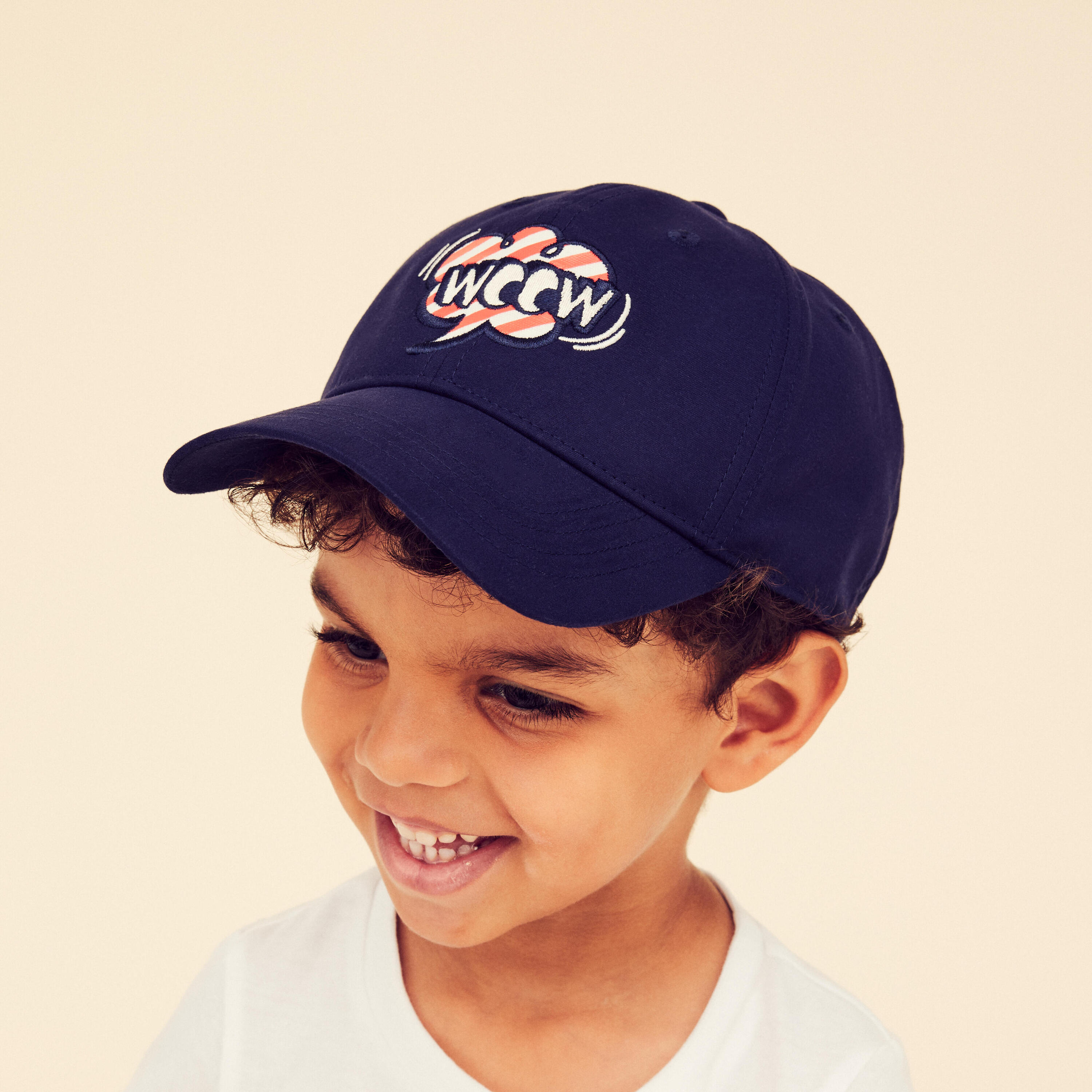 Kids' Cap 500 - Navy Blue with Motifs 1/6