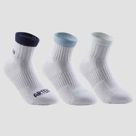 Kids' Mid Sports Socks RS 500 Tri-Pack - White