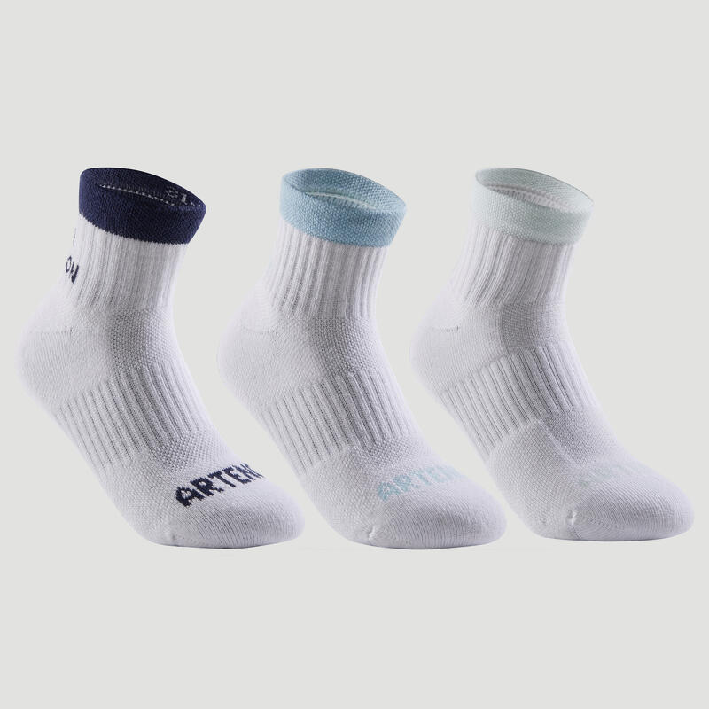 Dětské polovysoké tenisové ponožky RS500 bílé 3 páry 