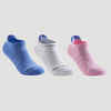 Čarape za tenis RS500 Low dječje 3 para plave-bijele-ružičaste