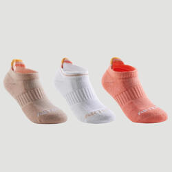 Calcetines cortos de Tenis Niños Pack de 3 Artengo RS 500 beige blanco