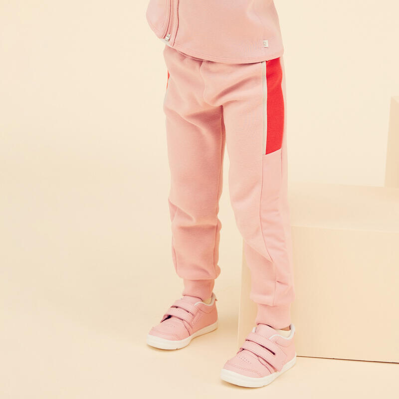 Pantaloni baby ginnastica 500 misto cotone leggeri rosa