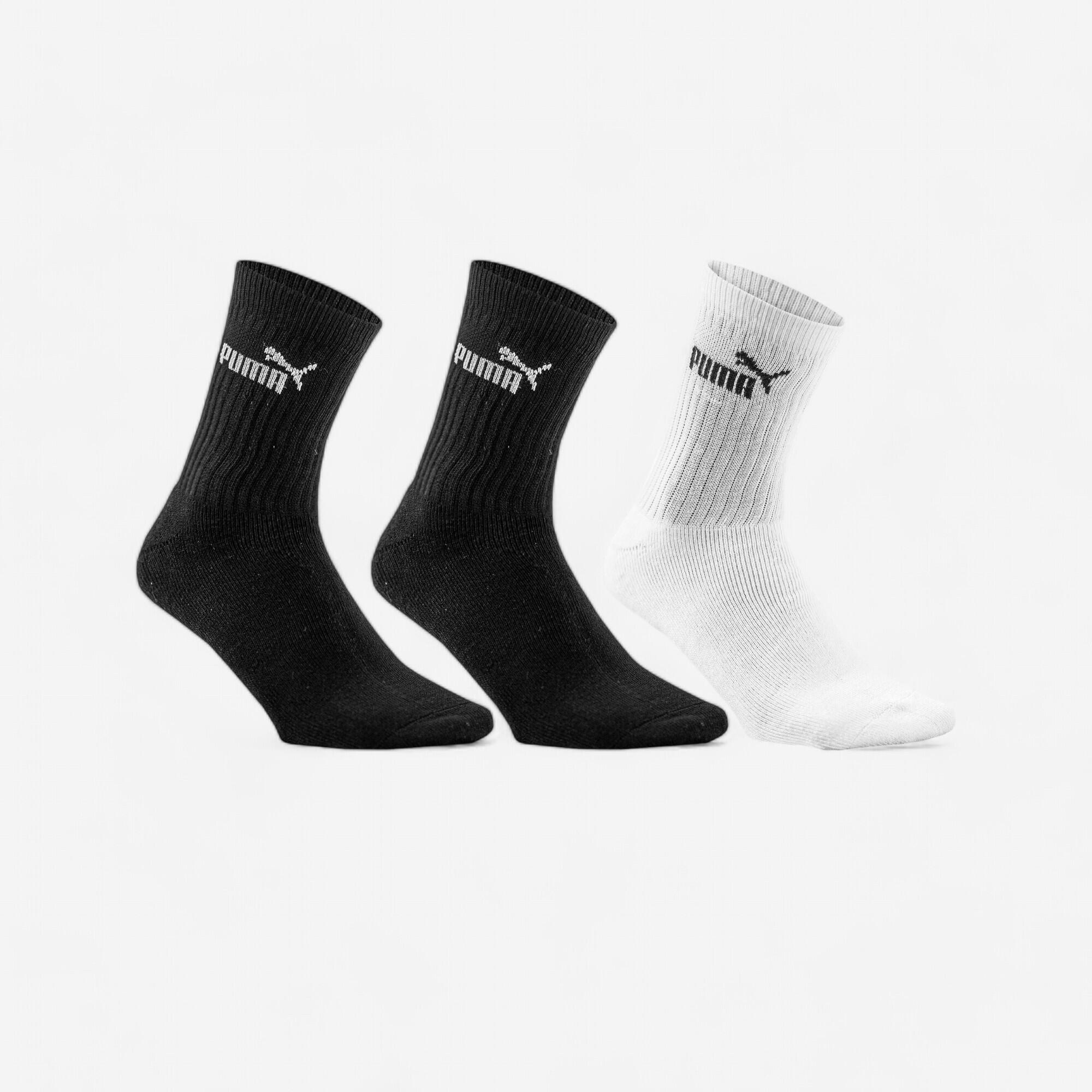 High Socks Tri Pack Black White Decathlon
