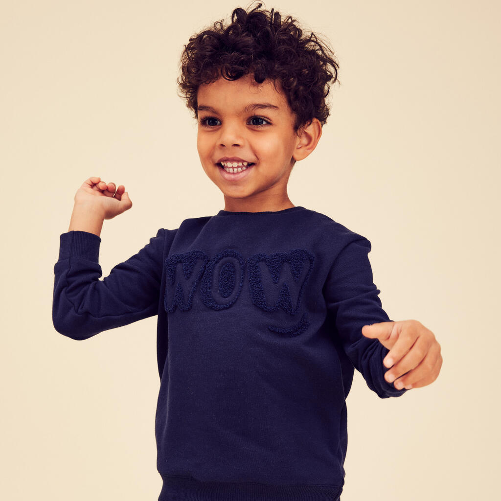Kids' Basic Sweatshirt - Beige with Motifs