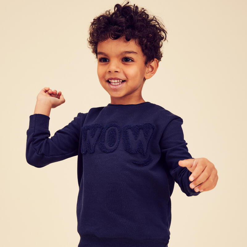 Basic sweater voor kinderen marineblauw met motief