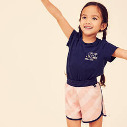 Kids' Breathable Adjustable Shorts 500 - Pink Stripes