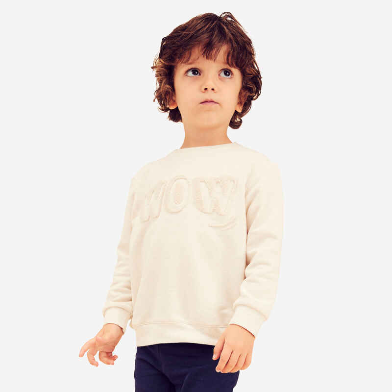 Kids' Basic Sweatshirt - Beige with Motifs