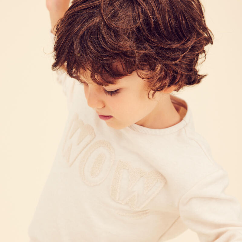 Basic sweater voor kinderen beige met motief